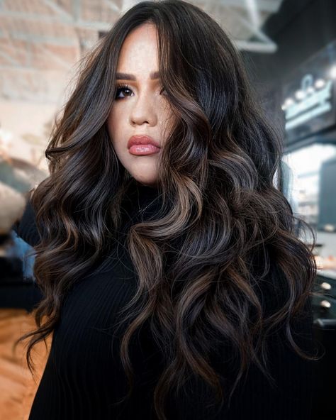 Espresso Brown Hair with Partial Balayage Partial Balayage, Balayage Blond, Black Hair Balayage, Dark Brunette Hair, Blond Balayage, Brunette Hair With Highlights, Balayage Hair Dark, Dark Hair With Highlights, Brunette Balayage Hair