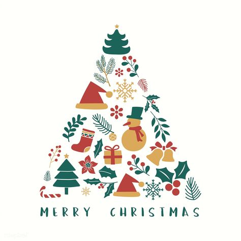 Illustration set of Christmas decorations | free image by rawpixel.com / busbus Christmas Hanging Baskets, Christmas Illustration Design, Christmas Card Sayings, Merry Christmas Card Greetings, Merry Christmas Images, Merry Christmas Greetings, Christmas Illustrations, Christmas Graphic, Christmas Icons