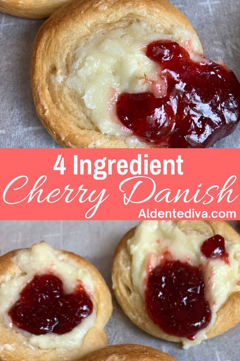 4 INGREDIENT CHERRY DANISH Cherry Danish Recipe, Cherry Danish, Oven Baked Bacon, Fruit Pie Filling, Cinnamon Roll Waffles, Breakfast Pastry, Cream Cheese Crescent Rolls, 2023 Recipes, Crescent Recipes