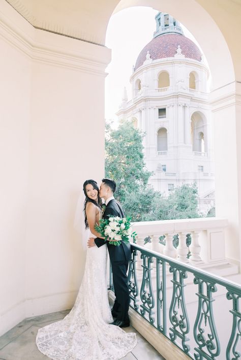 City Hall Wedding Photos, Pasadena City Hall, Wedding Portrait Poses, Weddings By Color, City Hall Wedding, Los Angeles Wedding Photographer, Courthouse Wedding, Civil Ceremony, Civil Wedding