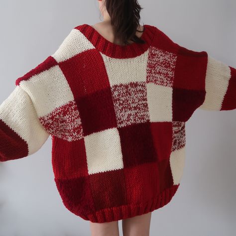 Red Crochet Cardigan, Knitted Gilet, Patchwork Sweater, Patchwork Cardigan, Sparkly Sweater, Crochet Design Pattern, Crochet Clothing And Accessories, Xmas Sweater, Diy Crochet Projects