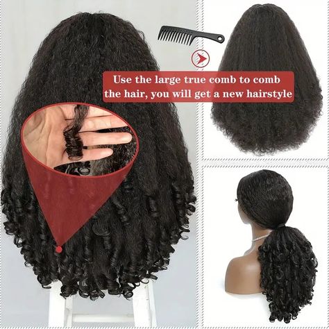 Straight V Part Wigs Bouncy Soft Curly - Temu V Part Wig, Afro Curls, Afro Style, Afro Textured Hair, Afro Wigs, Bouncy Curls, Half Wigs, Straight Wig, Soft Hair