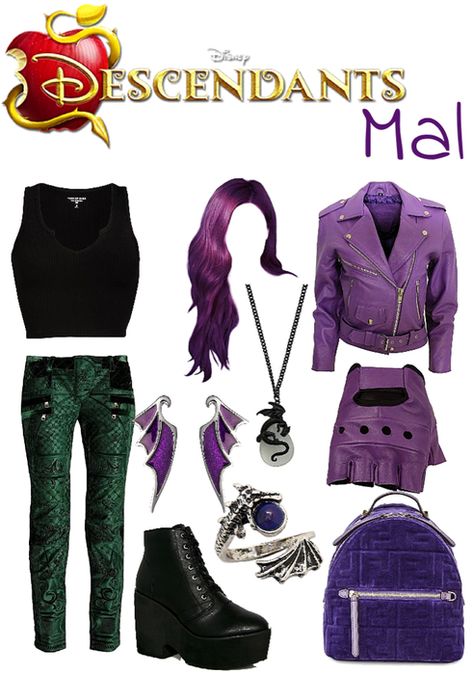 Descendants Inspired Outfit, Descendants Inspired Outfits Mal, Mal Descendants Outfit, Descendants Inspired Outfits, Descendants Outfit Ideas, Mal Descendants Costume, Fun Centerpieces, Cosmetology Ideas, Descendants Outfits