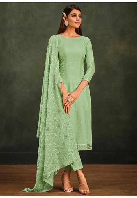 Mint Green Embellished Organza Pant Kameez Straight Salwar, Dupatta Dress, Celana Fashion, Indian Wedding Sarees, Party Wear Salwar, Festival Chic, Latest Salwar Kameez, Cotton Salwar Kameez, Indian Salwar Kameez