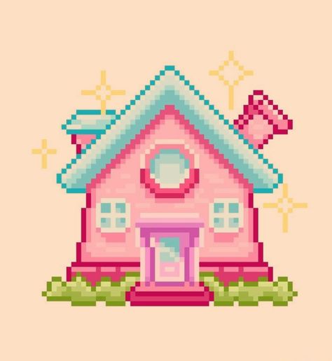 Pixel Stickers, Pixel Icons, Pixel Art Landscape, Pixel Art Templates, Candy House, Twitter Header Pictures, Pix Art, Black Phone Wallpaper, Minecraft Pixel Art