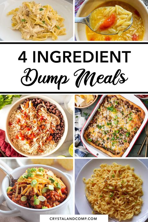 Four Ingredient Recipes Dinner, 5 Ingredient Recipes Chicken, Instapot Recipes Dump And Go, Quick Dump Casserole, Meals With Few Ingredients Easy, Dump And Bake Meals Easy Dinners, Bake And Dump Meals, Three Ingredient Dinner Recipes, Easiest Dinner Recipes 4 Ingredients