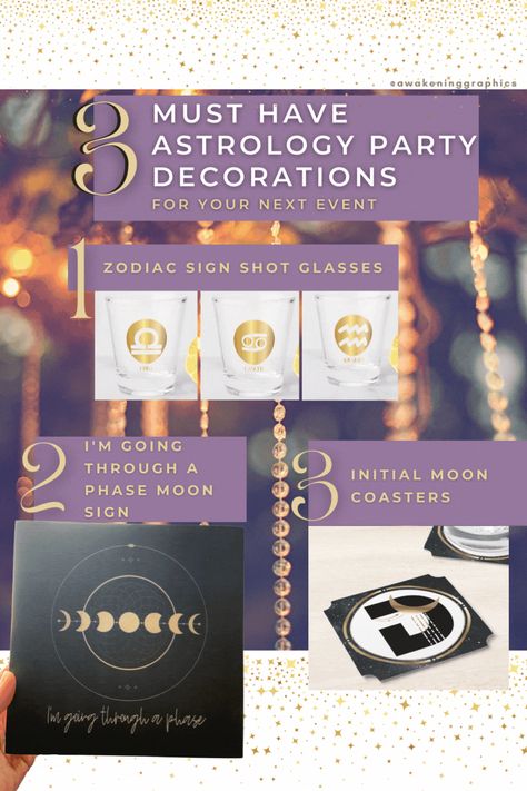 3 Astrology Party Decoration for an Unforgettable Party Astrology Bachelorette, Astrology Themed Party, Astrology Party, Vibe Place, 30th Birthday Themes, Beverage Station, Bachelorette Party Themes, Birthday Themes, Food And Beverage