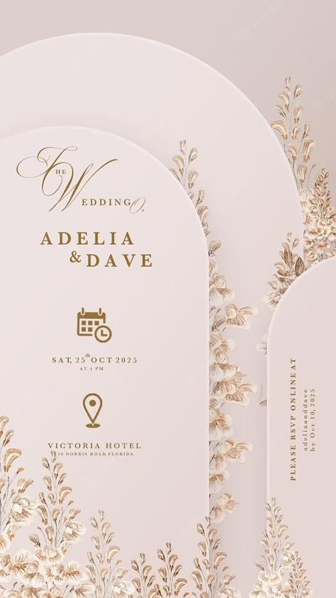 The Wedding Of Invitation, Digital Wedding Cards Design Ideas, Wedding Invitation Background Design, Wed Invitation, Simple Wedding Cards, Ivory Wedding Invitations, Engagement Invitation Cards, Elegant Wedding Invitation Card, Invitation Frames