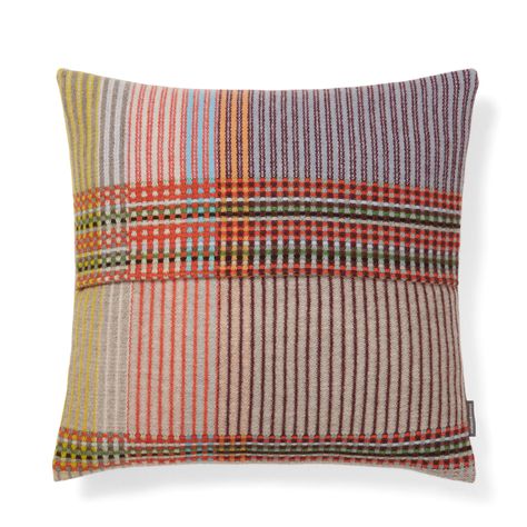 LAMBSWOOL PINSTRIPE CUSHIONS Our Pinstripe cushions feature detailed vertical stripes within areas of bold playful colour. Made from super soft merino lambs wool, each luxurious envelope cushion has 8 colour way variations. 100% Lambswool 45cm x 45cm (18 x 18") Duck feather cushion insert included Please Note: Each style offers 3 – 8 variations within the colourways, therfore ordering exact patterns can not be guaranteed. Cushion Inserts, Pillows And Throws, Vertical Stripes, Pink Brown, Textile Design, Throw Cushions, Cushion Cover, Red And Blue, Weaving