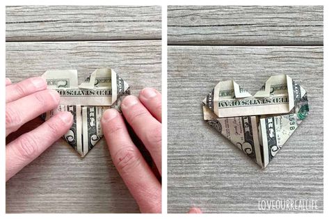 Heart Dollar, Gift Of Money, Simple Valentines Gifts, Folding Money, One Dollar Bill, Dollar Origami, Two Dollars, Origami Heart, 1 Dollar