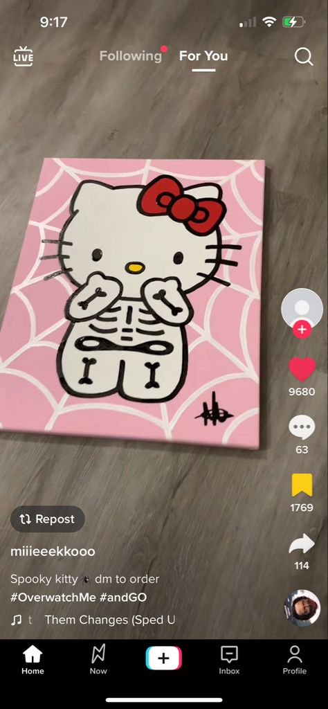 Hello Kitty Canvas Painting, Canvas Painting Cute, Hello Kitty Canvas, Hello Kitty Painting, The Life I Want, Kitty Painting, Life I Want, Trippy Painting, Kitty Art