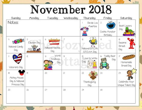 Special Days In November, Fun List, Wacky Holidays, November Month, Thanksgiving And Christmas, Holiday Calendar, Print Display, Preschool Worksheets, In November