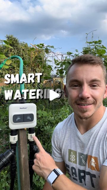 Gardening, Education & Homesteading on Instagram: "Watering my Garden with the Rain Point Smart Irrigation System 💦 ✅Deep and consistent watering is key for a successful garden, and having the right tools make it easier to understand how much and how often you need to water. 🗓️I have my system set to water my garden on a specific schedule and supply the perfect amount of water to keep my plants thriving. ⏱️I use a smart timer to control my two zone garden which is completely scheduled from my phone. 🚿 For the areas of the garden that don’t have drip irrigation I use a flow meter that tells me exactly how much water I’m using in real time. 🎯This allows me to target my watering and provide want my plants need to keep them growing strong. 🤔Have any questions about the system? Let me kno Auto Watering System Diy, Plant Irrigation Self Watering, Watering Station For Garden, Watering Systems For Gardens, Garden Water System, Garden Bed Watering System, Water Systems For Gardens, Self Watering System, Pvc Watering System For Garden