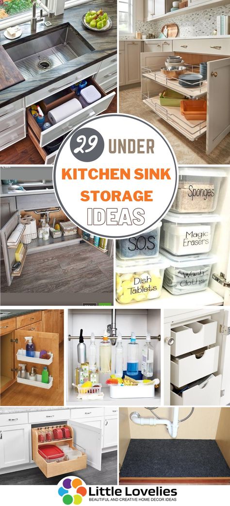 29 Under Kitchen Sink Storage Ideas To Increase Storage Space In Your Kitchen Under Kitchen Sink Storage Ideas, Organize Under Kitchen Sink, Sink Storage Ideas, Under The Kitchen Sink Organization, Under Kitchen Sink Storage, Under Kitchen Sinks, Fridge Organized, Organize Kitchen Sink, Under The Kitchen Sink