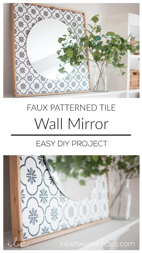 Wall Mirrors With Storage, Mirror Wall Collage, Wall Mirrors Entryway, Mirror Pattern, Wall Mirror Diy, Mirror Gallery Wall, Patterned Tile, Mirror Makeover, Rustic Wall Mirrors