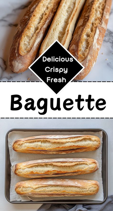 baguette with this simple no-knead recipe Perfect for sandwiches, soups, or simply slathered with butter, this recipe is a must-try for bread lovers. Homemade Baguette Recipe, Baguettes Recipe, Homemade Baguette, Baguette Recipe, No Knead, Quick Breads, Quick Bread, Few Ingredients, Dry Yeast