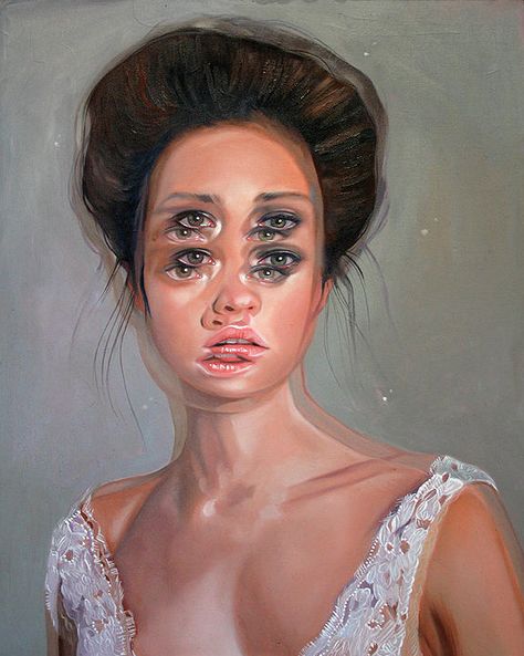 Gorgeously Surreal Portraits Painted to Resemble Double Vision Op Painting, Alex Garant, King Painting, Double Exposure Photography, Surreal Portrait, Eyes Artwork, Canadian Painters, Ghost In The Machine, Double Vision