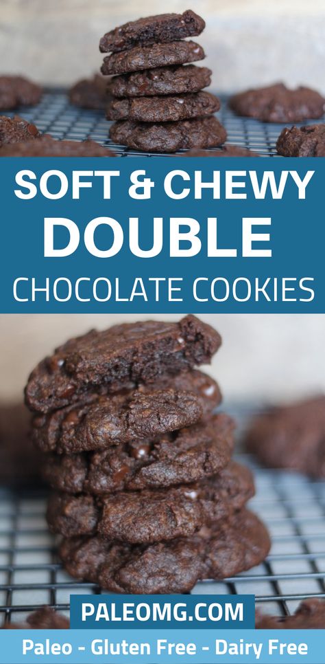 Healthy Cookie Recipe, Paleo Cookie, Double Chocolate Cookies Recipe, Biscuits Diététiques, Healthy Cookie, Dessert Board, Keto Cookie Recipes, Dairy Free Cookies, Paleo Cookies