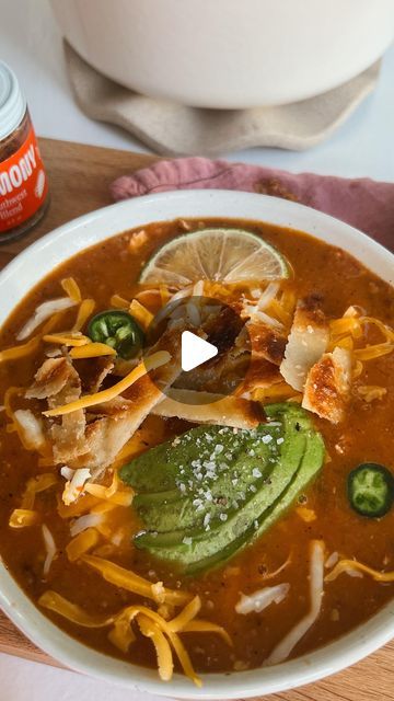 Carissa Stanton on Instagram: "The best Chicken Tortilla Soup on the internet (declared by me) 🏆 

Ingredients:
2 tbsp olive or avocado oil
1-1 1/2 lbs organic chicken breasts
2 10 oz cans tomatoes with roasted green chiles
1 15 oz can black beans
1 4 oz can diced green chiles
2 bell peppers, diced
1 small jalapeno, diced (optional)
1 small red onion, finely diced (yellow onion works too)
2 zucchinis, chopped
4 cups chicken broth
1 tsp salt
2 tablespoons @harmonyblends Southwest Blend
1/2 cup coconut milk or half and half
2 small limes. juiced
1 cup tortilla chips, crushed

TOPPINGS:
Greek yogurt or sour cream
Shredded Mexican Cheese
Tortilla chips (a must)
Avocado
Cilantro
Jalapeno
Hot sauce

Instructions:
Heat a large soup pot over medium heat. Once hot, add the chicken and sear for 2 m The Best Chicken Tortilla Soup, Best Chicken Tortilla Soup, Can Black Beans, White Chili, Green Chiles, Drying Dill, Soup And Stew, Chicken Tortilla Soup, White Chicken Chili