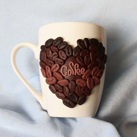 Polymer Clay Gifts, Mug Crafts, Clay Cup, Cool Paper Crafts, Tanah Liat, Polymer Clay Diy, Polymer Clay Jewelry Diy, Clay Mugs, Mug Art