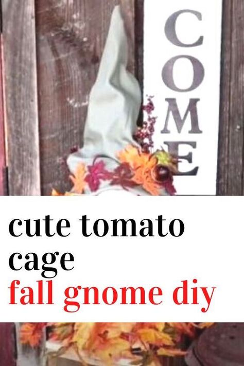 Tomato Cage Fall Gnome, Tomato Cage Gnomes Diy Fall, Outdoor Gnomes Diy How To Make, Pumpkin Gnomes Diy, Fall Gnome Crafts, Gnome Pumpkin Decorating, Thanksgiving Gnomes Diy, Tomato Cage Gnomes Diy, Fall Gnomes Diy How To Make