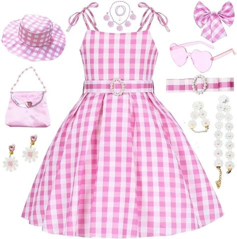 Girl's size 2T thru 12/13. This vintage pink white gingham costume dress is inspired by the outfit of the leading actress in the popular movie in 2023 year. Your little princess will love this adorable costume. Movie Cosplay, Baby Costumes Girl, 2023 Year, Barbie Costume, Queen Costume, Birthday Halloween Party, Halloween Party Favors, Cute Costumes, Cute Halloween Costumes