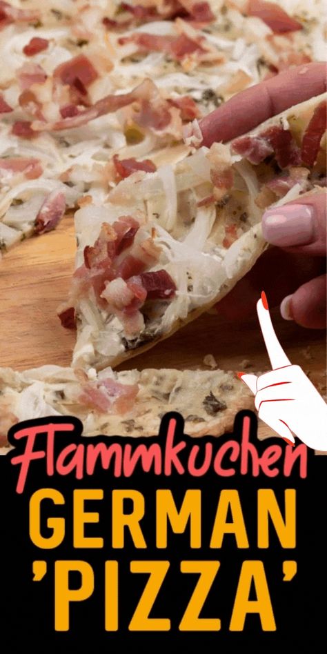 German Thanksgiving, Flammkuchen Recipe, German Pizza, Western Food Recipes, Flame Cake, Cream Onions, North American Food, Stromboli Recipes, Stromboli Recipe