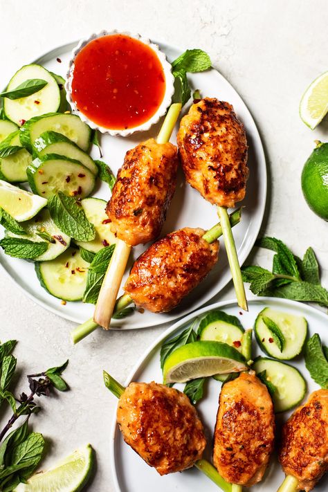 Lemongrass Shrimp, Cucumber Mint Salad, Shrimp Skewer Recipes, Southern Tomato Pie, Flavorful Shrimp, Shrimp Skewers, Mint Salad, Sauteed Shrimp, Shrimp Paste