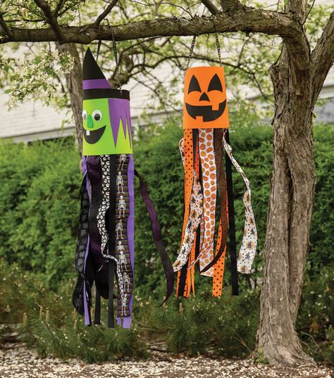 How To Make Halloween Windsock Online | JOANN Halloween Windsock, Windsock Craft, Halloween Craft Kits, Halloween Arts, Halloween Craft Projects, Signs Decor, Halloween Sewing, Halloween Arts And Crafts, Make Halloween