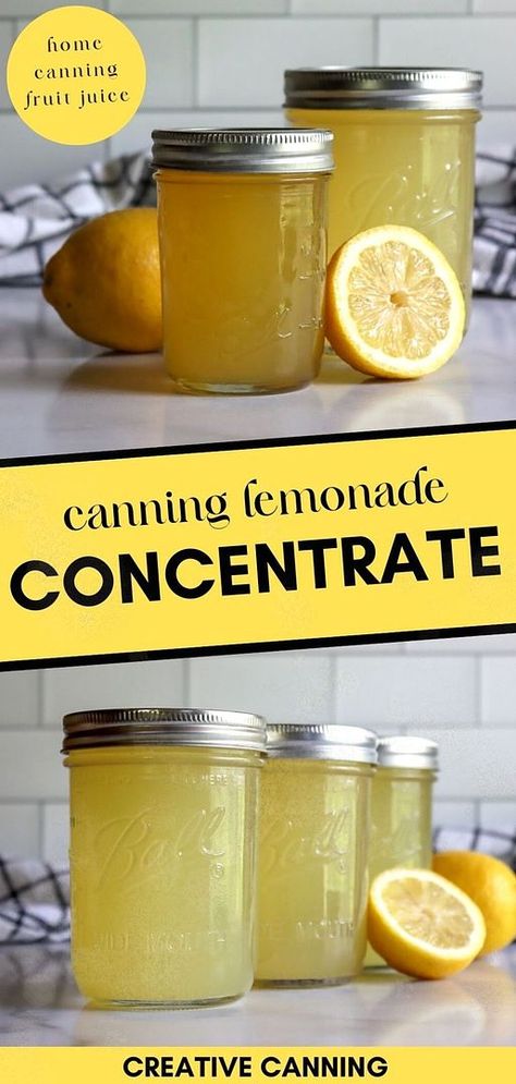 Discover the convenience of Canning Lemonade Concentrate with our Lemonade Concentrate Recipes for Canning. This easy method ensures you always have a refreshing lemonade ready. Just store in the pantry and serve over ice for an instant cool beverage. Great for those interested in preserving fruit in jars and canning recipes for beginners. Find more preserving fruit in jars, canning recipes for beginners, and home canning recipes at creativecanning.com. Canning Lemonade, Fruit In Jars, Canning Recipes For Beginners, Lemonade Concentrate Recipe, Canning Fruit Recipes, Recipes For Canning, Preserving Fruit, Water Bath Canning Recipes, Easy Canning