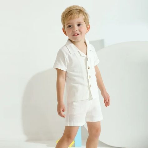 ESHOO 2Pcs Toddler Baby Boys Cotton Linen Shorts Set Button-Down Shirt Tops + Shorts, Kids Summer Clothes with Pockets, Size 12M-5T - Walmart.com Linen Shorts Set, Kids Summer Clothes, Summer Outfits Kids, Night Suit, Linen Set, Linen Shorts, Kids Shorts, Summer Clothes, Shorts Set