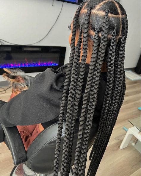 Large Knotless, Jumbo Knotless, Parting Hair, Short Box Braids Hairstyles, Sleek Ponytail Hairstyles, Beautiful Black Hair, Big Box Braids Hairstyles, Black Ponytail Hairstyles, Cute Braided Hairstyles