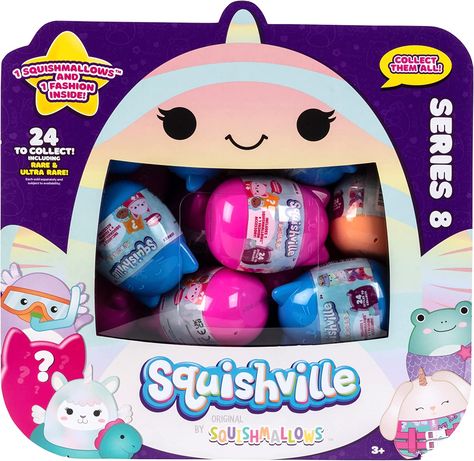 A squishtastic surprise! The Squishville by Squishmallows comes with rare, cute and soft plush!
This adorably soft plush set features your favorite Squishmallow characters in a miniature size! With a total of 24 mircomallows, the mini plush are as cute as can be! These collectible toys are made of high quality materials!
Squish with style! Each mini plush comes with their own fashion accessory! Mix and match styles with any mini squishmallow plush! Squishmallow Mini, Valentines Squishmallow, Easter Gift For Kids, Target Kids, Cute School Stationary, Cute Surprises, Easter Toys, Diy Body Care, Holiday Toys