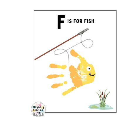 Letter F Handprint Craft Art Printable Template / Alphabet Crafts Letter F Handprint, F Is For Fish, Hand And Footprint Art, Letter F Craft, Handprint Template, Fish Handprint, Handprint Printable, Kwanzaa Activities, Summer Preschool Crafts