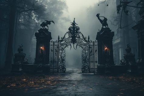 As the leaves fall in a crisp dance, the grey mist begins to unfold, revealing the secrets of the past. Victorian Laptop Wallpaper, Underworld Wallpaper, The Afterlife, Haunted House Inspiration, Witchy Wallpaper, Dark Paradise, Spooky Scary, Ancient Tree, Tarot Cards Art