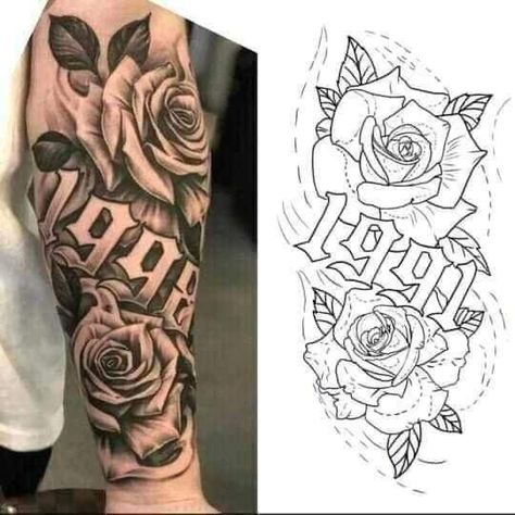 Sleeve Tattoos For Guys Drawing, Black And Gray Rose Tattoo Design, Mens Leg Tattoo Stencil, Black And Gray Tattoo Design For Men, Forearm Tattoos Men Stencil, Realistic Rose Tattoo Stencil, Tattoo Ideas For Men Drawings, Rose Drawing Tattoo Realistic, Tattoo Ideas For Men Sketches