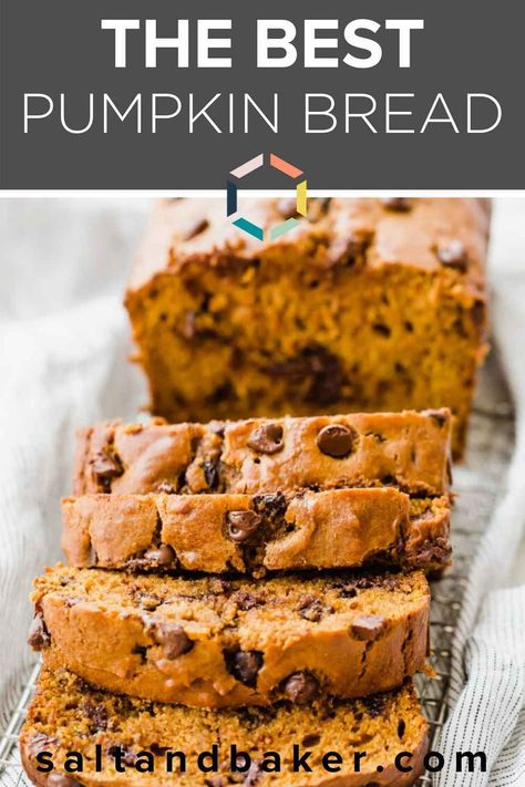 Chocolate Chip Bread, Pumpkin Chocolate Chip Bread, Pumpkin Chocolate Chip, Pumpkin Recipes Dessert, Pumpkin Bread Recipe, Pumpkin Chocolate Chips, Delicious Pumpkin, Homemade Pumpkin, Pumpkin Chocolate