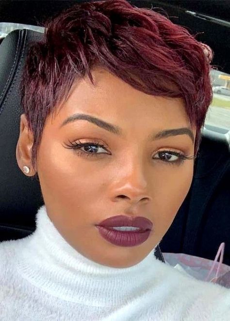 Short Pixie Haircuts For Women, Short Burgundy Hair, Modern Pixie, Fav Hairstyles, Pixie Haircuts For Women, Black Hair Short Cuts, Haute Hair, Hair Color Burgundy, Easy Hairstyles For Medium Hair