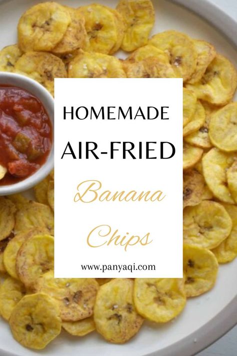 Air-Fried Banana Chips Recipe Banana Chips Recipe, Deep Fried Bananas, Chips Recipes, Food Experiments, Cooking With Coconut Oil, Fried Bananas, How To Make Greens, Green Banana, Banana Chips