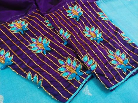 Upada Saree, Blouse Design Aari Work, Aari Blouses, Magam Work Designs, Black Blouse Designs, Maggam Blouses, Magam Work, Blouse Maggam Work, Blue Blouse Designs