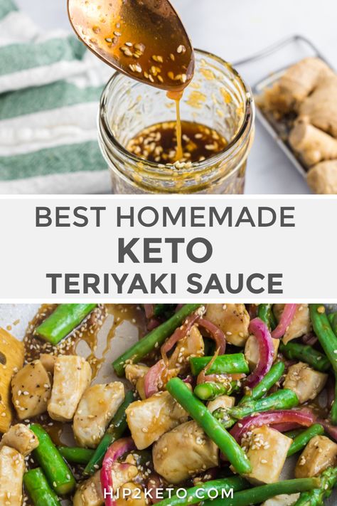 Get ready to curb your hibachi cravings with a keto teriyaki sauce that will take your dishes from "wow..." to "WOW!". Use this savory glaze to add that perfect umami flavor to so many dishes. Marinate chicken thighs, drizzle over green beans, take cauliflower rice to the next level, and more! Keto Teriyaki Sauce, Spicy Teriyaki Sauce, Keto Teriyaki, Keto Diet Drinks, Teriyaki Sauce Recipe, Keto Sauces, Keto Diet Results, Keto Diet List, Keto Diet Snacks