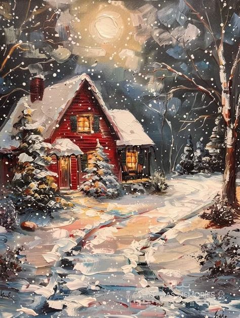 Vintage Christmas Scenes, Winter Wonderland Wallpaper, Winter Christmas Scenes, Christmas Landscape, Winter Schnee, Winter Illustration, Winter Painting, Winter Wallpaper, Christmas Canvas