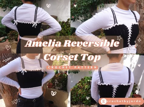 Corset Crochet, Crochet Corset Top, Crochet Corset, Diy Corset Top, Diy Corset, One Skein Crochet, Kawaii Diy, Crochet Clothes Patterns, Kawaii Crochet