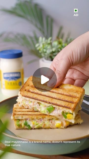 Sumit & Priyanka kapoor on Instagram: "Nothing beats the comfort of a good homemade grilled veggie sandwich that is full of veggies, flavors, and @hellmannsindia mayonnaise.  Thanks to Hellmann’s Real Mayonnaise, it has unlocked countless memories and nostalgia for us! ✨🤌🏼  #HellmannsMayonnaise #ExtraCreamy #Tasty #MayonnaiseMagic #Mayonnaise #Hellmanns #dillifoodies #devourpower #sandwich #breakfast" Grilled Sandwich Recipes Vegetarian, Sandwich Recipes Vegetarian, Mayonnaise Sandwich Recipe, Grilled Veggie Sandwich, Quick Sandwich Recipes, Grilled Sandwich Recipe, Sandwich Recipes Indian, Mayonnaise Sandwich, Paneer Sandwich