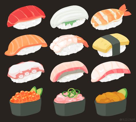 Sushi Pop, Sushi Drawing, Japanese Food Illustration, Visuell Identitet, Japanese Festival, Sushi Art, Food Cartoon, Doodle Tattoo, Body Drawing Tutorial