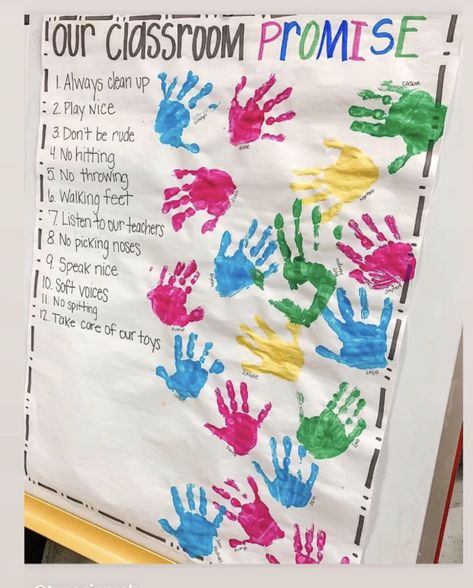 Classroom Promise, Class Promise, Anchor Charts First Grade, Childcare Rooms, Prek Classroom, Whole Brain Teaching, Leader In Me, Kindergarten Class, Class Decoration