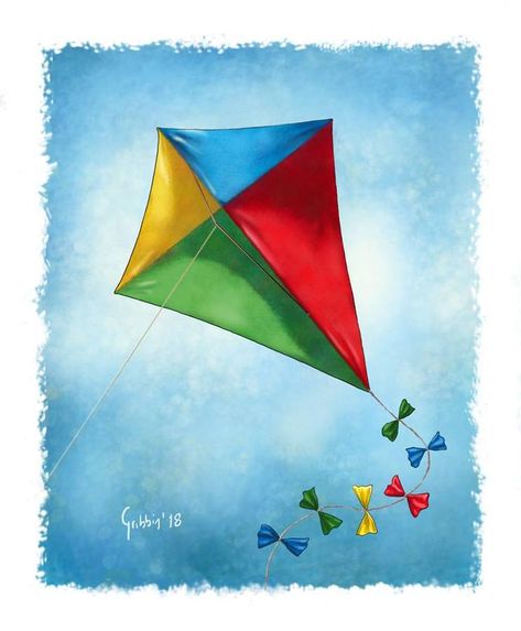 Kite Art, Drawing Pictures For Kids, Kites Craft, Flying Kite, Spring Art Projects, Bengali Art, Dancer Painting, Go Fly A Kite, Leaf Drawing