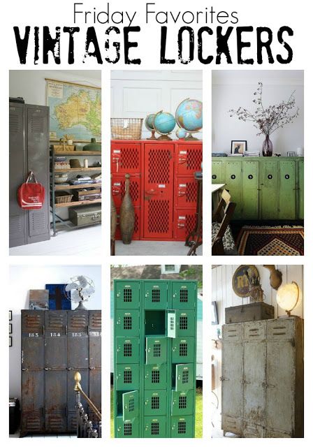 Beautiful industrial locker inspiration! - LITTLE HOUSE OF FOUR Industrial Lockers, Vintage Lockers, Industrial Lamps, Clothing Racks, Vintage Industrial Design, Table Industrial, Lamp Industrial, Vintage Industrial Decor, Vintage Industrial Style