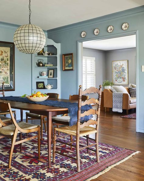 Eclectic Dining Room, Eclectic Dining, Dining Room Paint, Dining Room Blue, 2023 Color, Emily Henderson, Color Board, Room Paint Colors, Dining Room Walls