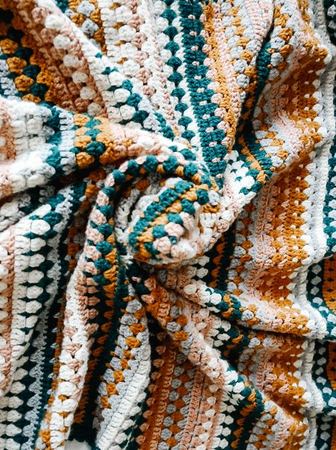 Make this beautiful blanket with the FREE pattern and video tutorial. Step by step instructions | CJ Design Blog Crochet Blanket Queen, Earth Toned Crochet Blanket, Citrus Crochet Blanket, Fall Colors Crochet Blanket, Autumn Afghan Crochet Patterns, Autumn Crochet Blanket Patterns Free, 70s Crochet Blanket Free Pattern, Cj Designs Crochet, Crochet Fall Blanket Free Pattern